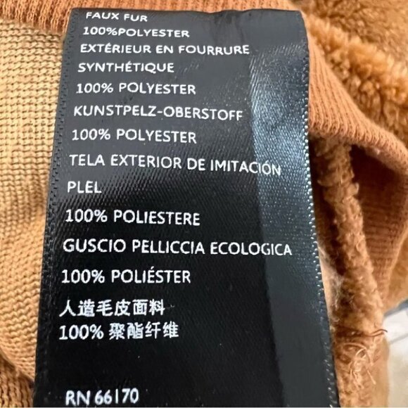 Urban Outfitters BDG Brown Cropped Teddy 1/4 Zip Hooded Sweater Size M - Picture 10 of 11